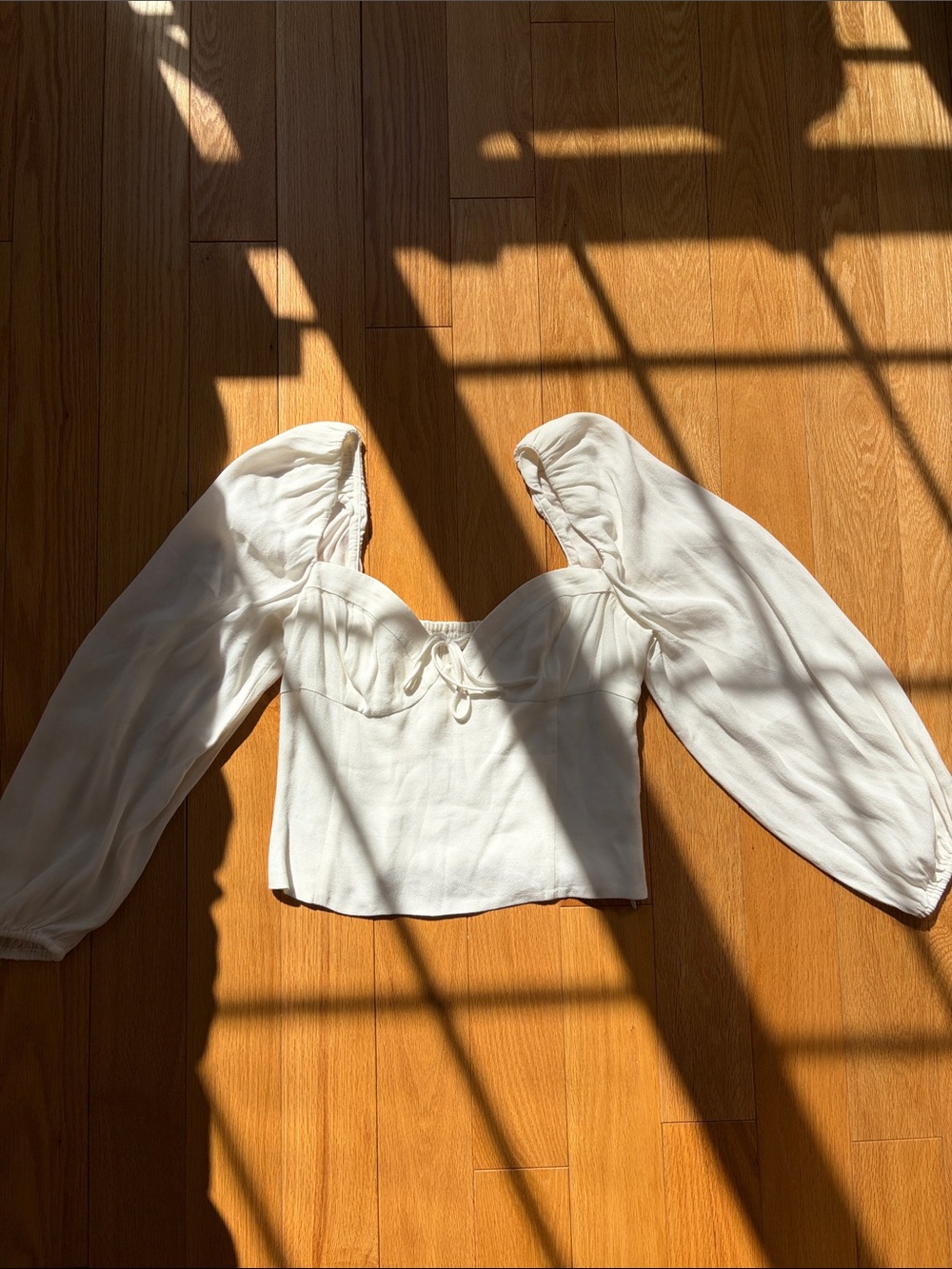 Wilfred Aritzia White Puff Sleeve Corset Blouse Top Size Small
